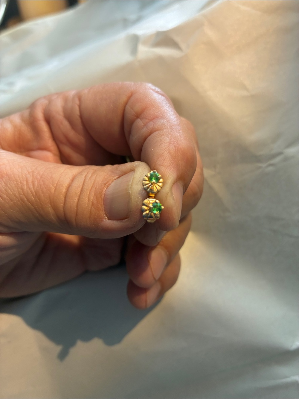 10K Natural Emerald Earrings with 10K Backs